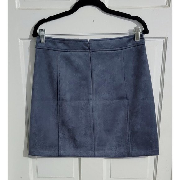 LOFT Womens Blue Faux Suede Mini Skirt w/ Front Pockets Back Zip Size 6 NWT - Picture 4 of 13